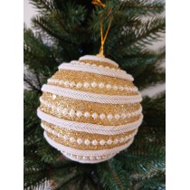 Новорічні кулі золоті з намистинами Ø100мм, ціна за набір 2 шт (SH224)